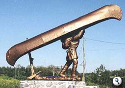 Statue of a voyageur at Mattice, Ontario