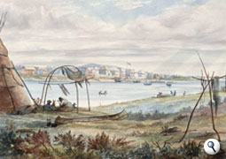 View of Fort William, Ontario from a Native encampment