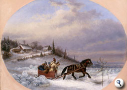 French Canadian farmer with sled