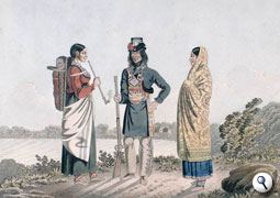 Métis man with his two wives