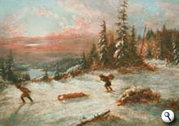 Coureurs des bois au coucher du soleil, en hiver - Cornelius Krieghoff (1815-1872)