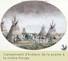 Campement d'Indiens de la prairie Ã  la riviÃ¨re Rouge